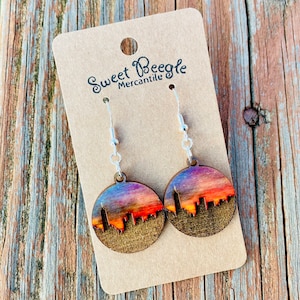 Big City Lights Earrings - Hardwood and Sterling Silver