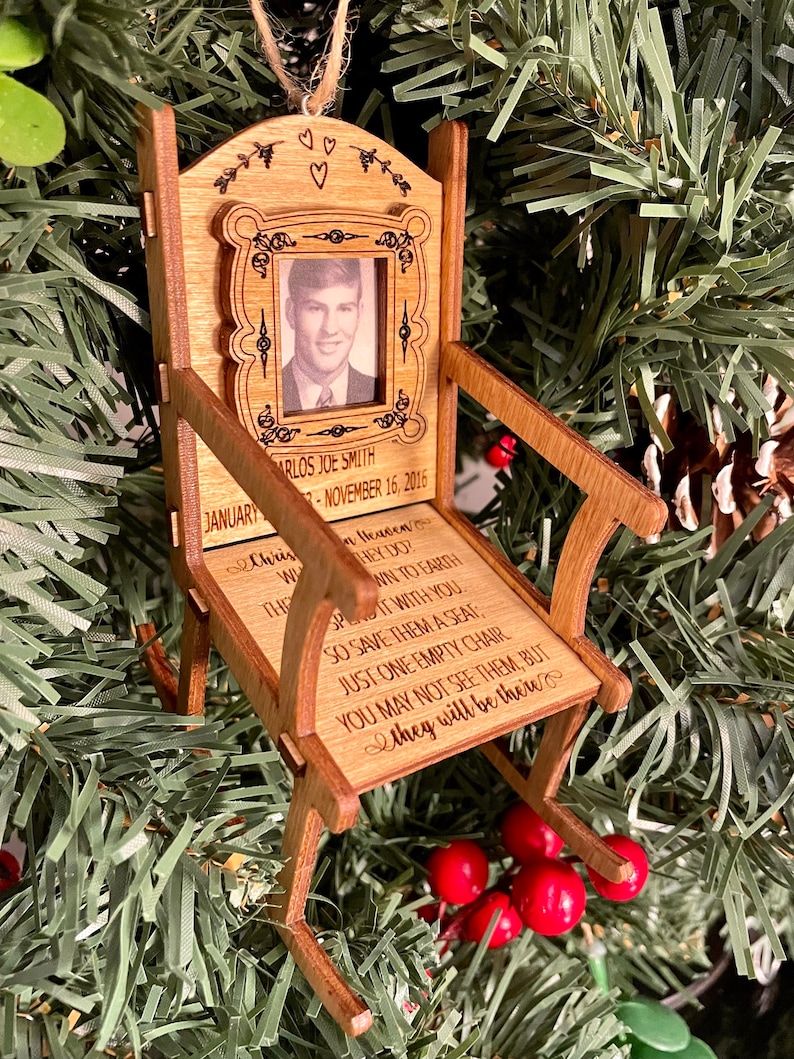 Rocking Chair Memorial Ornament Christmas in Heaven Photo Etsy