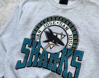 T-shirt Vintage 90s San Jose Sharks NHL - Bleu, Taille XL - Fabriqué Aux USA - Parfait état
