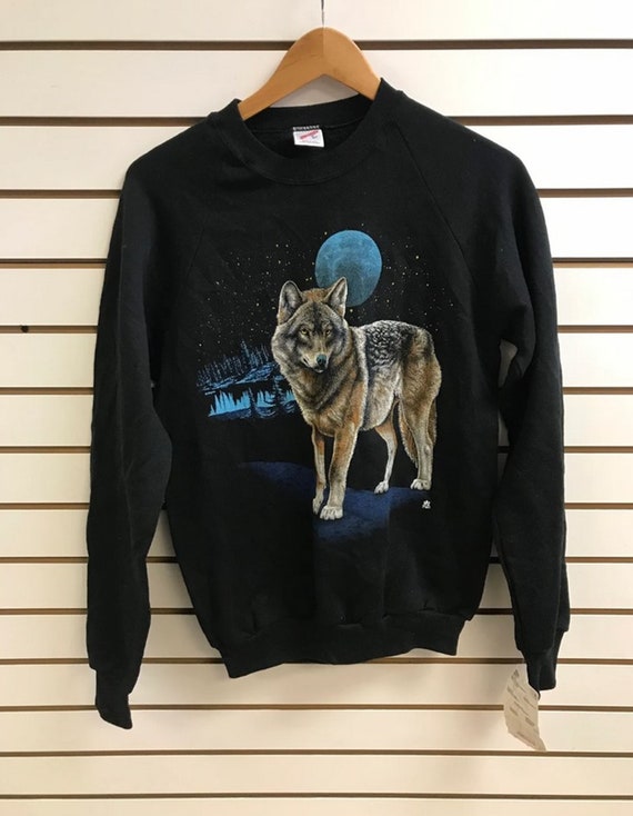 Vintage 1990s Wolf Sweatshirt Vintage 90s Shirt Gift for - Etsy