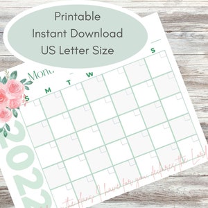 Floral Bible Verse Fill in Month Printable Calendar Digital Download