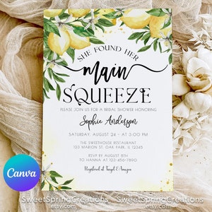 She Found Her Main Squeeze Lemon Bridal Shower Invitation: Watercolor Citrus Theme SSC_00016