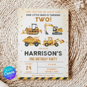 Construction Birthday Invitation, Dump Truck Birthday Invite, Construction Invitation, Printable template Digital Instant download SSC_00178