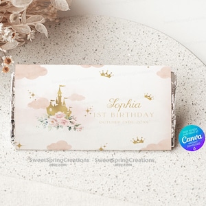 Princess First Birthday Chocolate Wrapper, One-ce Upon a Time First Birthday Candy Bar Wrapper, Princess Castle Birthday Favors SSC_00070