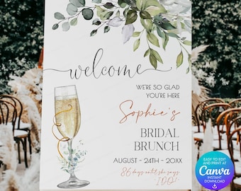 Eucalyptus Brunch and Bubbly Bridal Shower Welcome Sign (Canva Template) BR_07