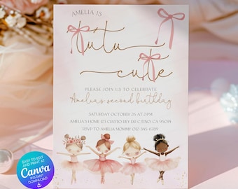 EDITABLE Tutu Ballerina Birthday Invitation Template SSC_00121