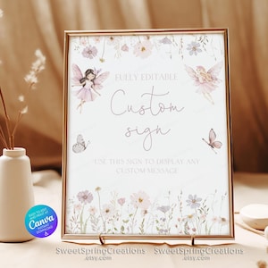 Fairy First Birthday Custom Sign: Enchanted Garden (Digital Download)