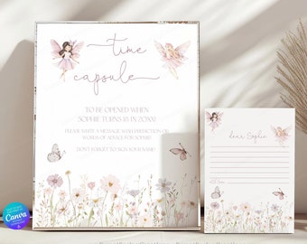 Fairy First Birthday Time Capsule Sign & Cards Template (Digital Download) SSC_00072