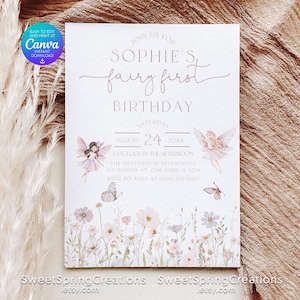 Fairy First Birthday Invitation Girl, Boho Fairy 1st Birthday Invite, Garden, Enchanted Garden Fairy Invitation, Fairy Invite SSC_00072