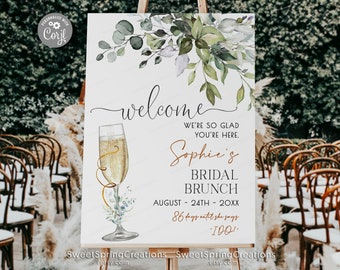 Brunch and Bubbly Bridal Shower Welcome Sign -Eucalyptus Bridal Shower Welcome Sign - Brunch Welcome Sign  - Bridal Brunch Sign