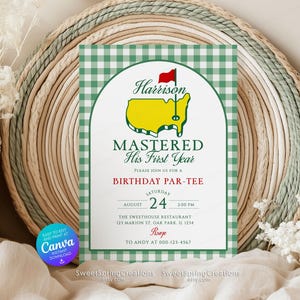 Editierbare Frühling Augusta Hole in One Masters Erster Golf Geburtstag Par-Tee Einladung Vorlage SSC_00274