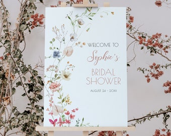 Wildflower Welcome Sign Poster,Wildflowers Welcome Sign,Wildflower Bridal Shower Welcome Sign Template,Floral Welcome Sign Template