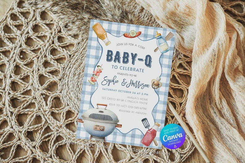 Editable Baby-Q Baby Shower Invitation Template Backyard Couples Baby Sprinkle, BBQ Party SSC_00207 image 8