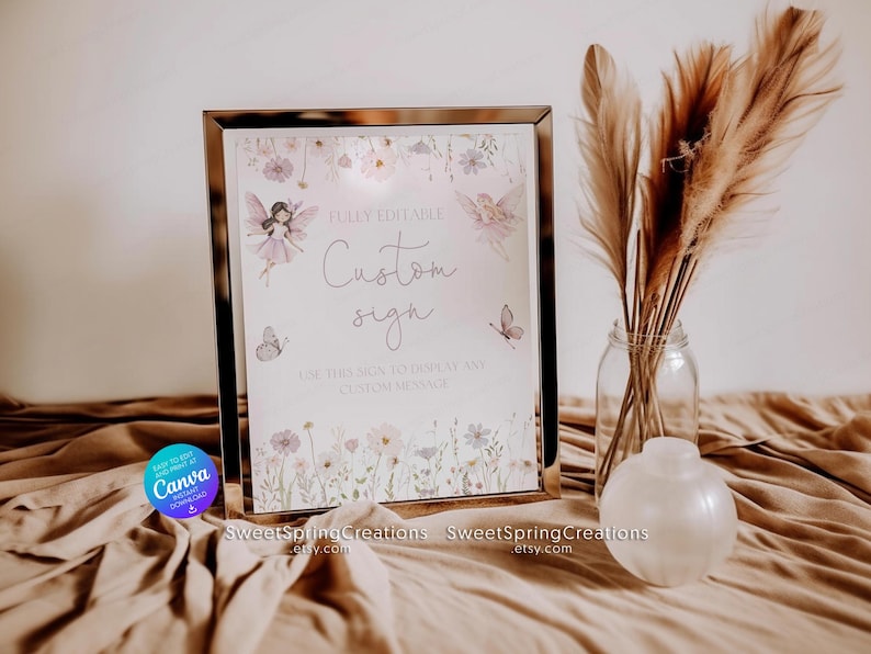 Fairy First Birthday Custom Sign: Enchanted Garden (Digital Download) image 2