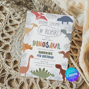 Bewerkbare sjabloon voor verjaardagsuitnodiging dinosaurus 4e verjaardagsfeestje dinosaurus SSC_00247 afbeelding 9