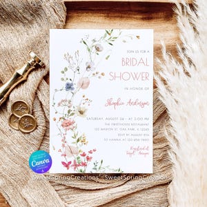 EDITABLE Floral Spring Boho Wildflower Bridal Shower Invitation BR_05