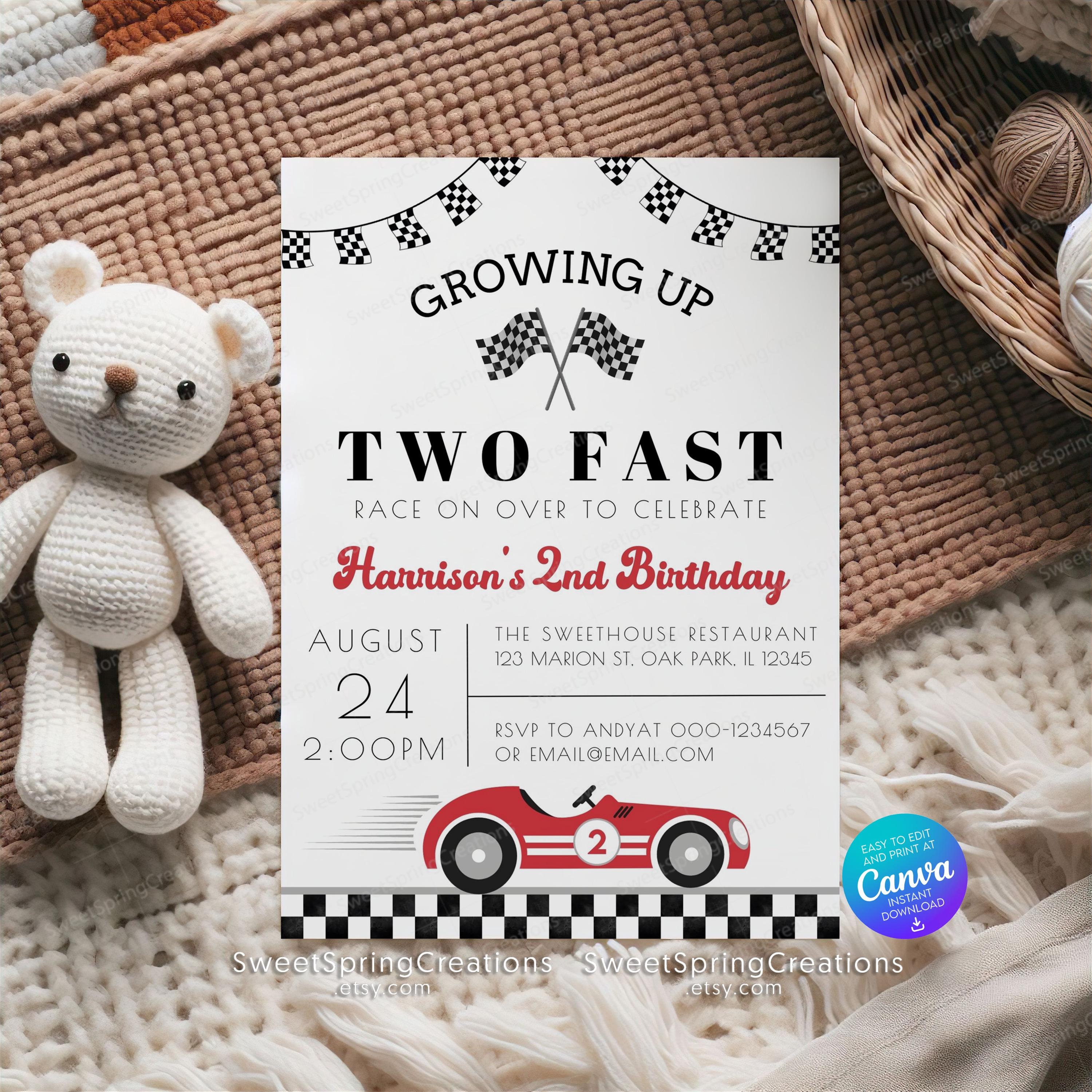 Editable TWO Fast Birthday Invitation , Vintage Race Car Birthday invitation, Two Fast Birthday Invite, Retro Race Car Birthday SSC_00130