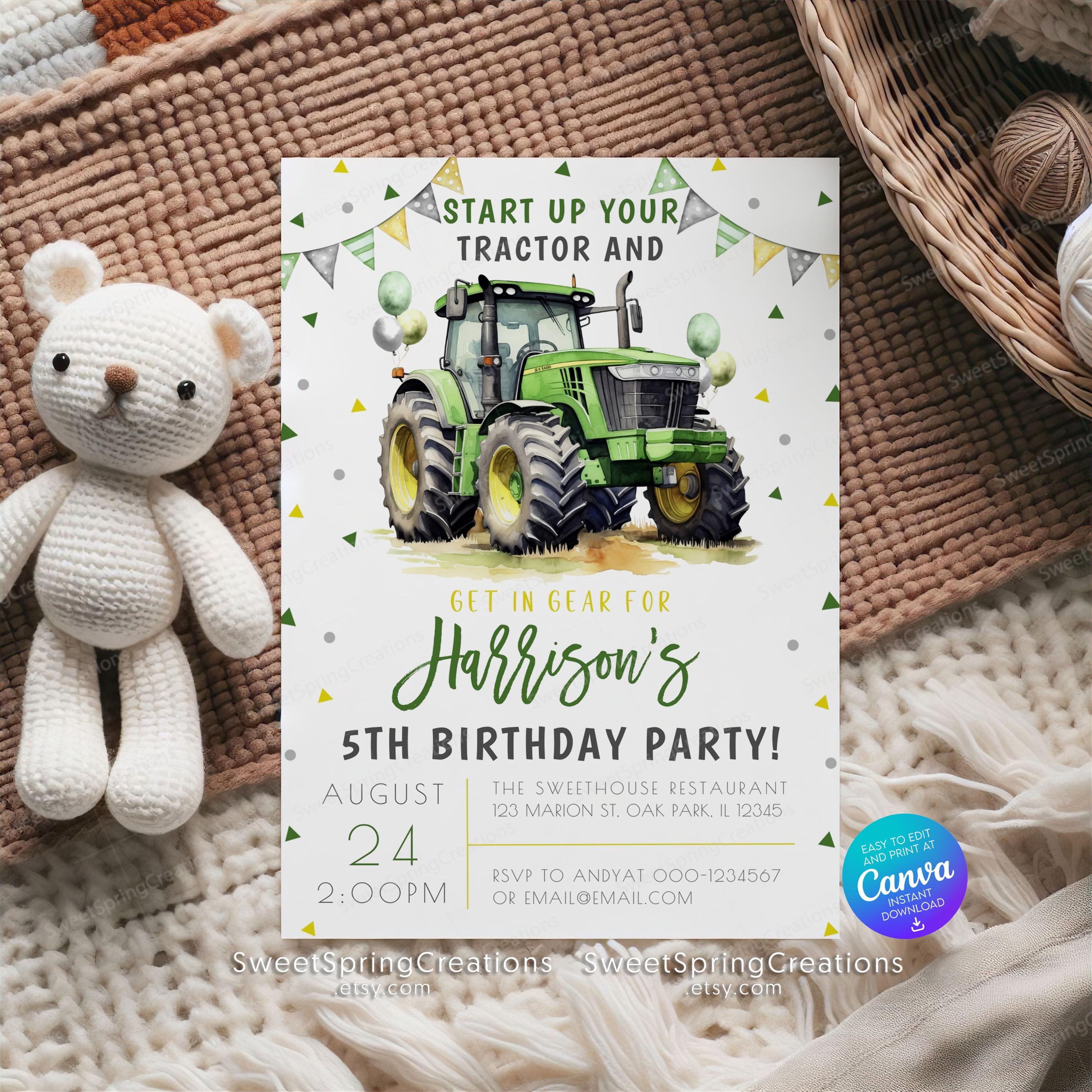 Personalised Tractor Farm Birthday Party Invitation For Boys Invites 1st 2nd 3rd 4th 5th