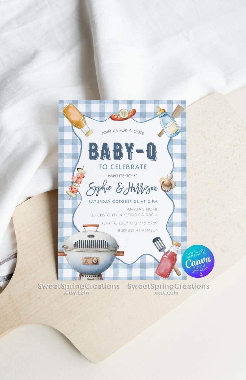 Editable Baby-Q Baby Shower Invitation Template Backyard Couples Baby Sprinkle, BBQ Party SSC_00207 image 10