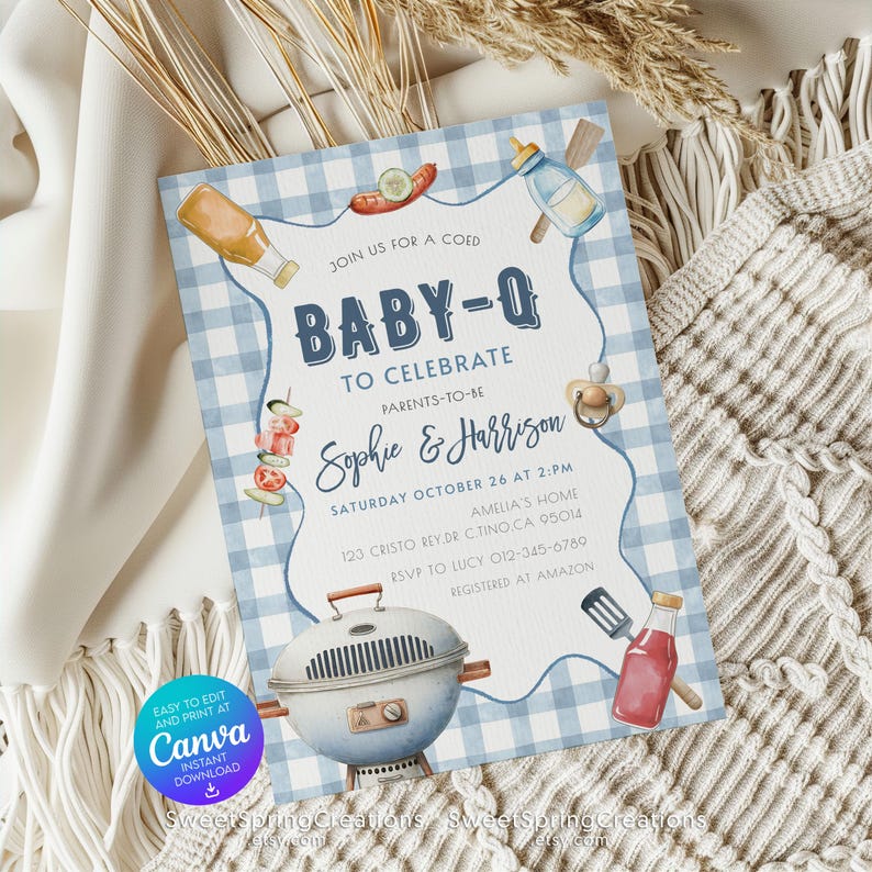 Editable Baby-Q Baby Shower Invitation Template Backyard Couples Baby Sprinkle, BBQ Party SSC_00207 image 4