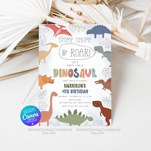 Bewerkbare sjabloon voor verjaardagsuitnodiging dinosaurus 4e verjaardagsfeestje dinosaurus SSC_00247 afbeelding 10