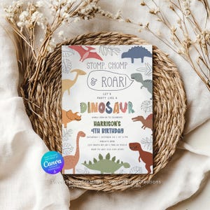 Bewerkbare sjabloon voor verjaardagsuitnodiging dinosaurus 4e verjaardagsfeestje dinosaurus SSC_00247 afbeelding 6