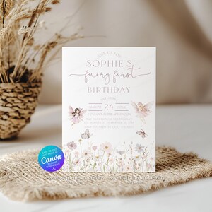 Bearbeitbare Boho Fee Erste Geburtstagseinladung Vorlage: Verzauberte Gartenparty Einladen SSC_00072 Bild 6