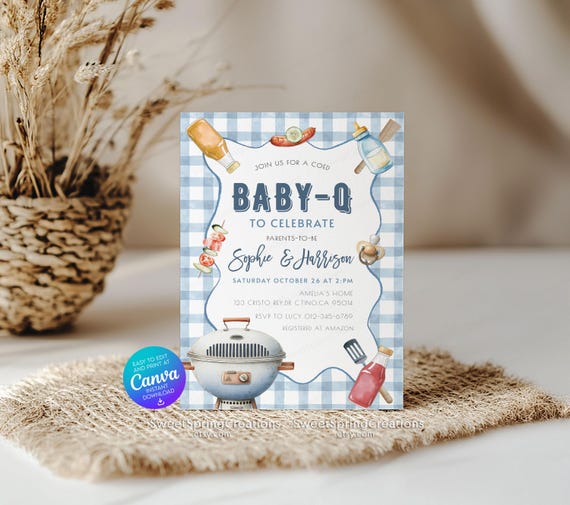 Editable Baby-Q Baby Shower Invitation Template Backyard Couples Baby Sprinkle, BBQ Party SSC_00207