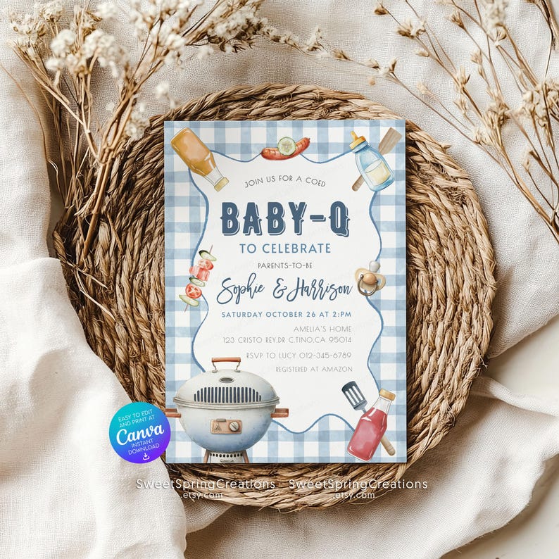 Editable Baby-Q Baby Shower Invitation Template Backyard Couples Baby Sprinkle, BBQ Party SSC_00207 image 7