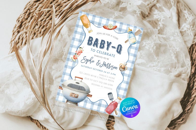 Editable Baby-Q Baby Shower Invitation Template Backyard Couples Baby Sprinkle, BBQ Party SSC_00207 image 11