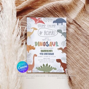 Bewerkbare sjabloon voor verjaardagsuitnodiging dinosaurus 4e verjaardagsfeestje dinosaurus SSC_00247 afbeelding 7