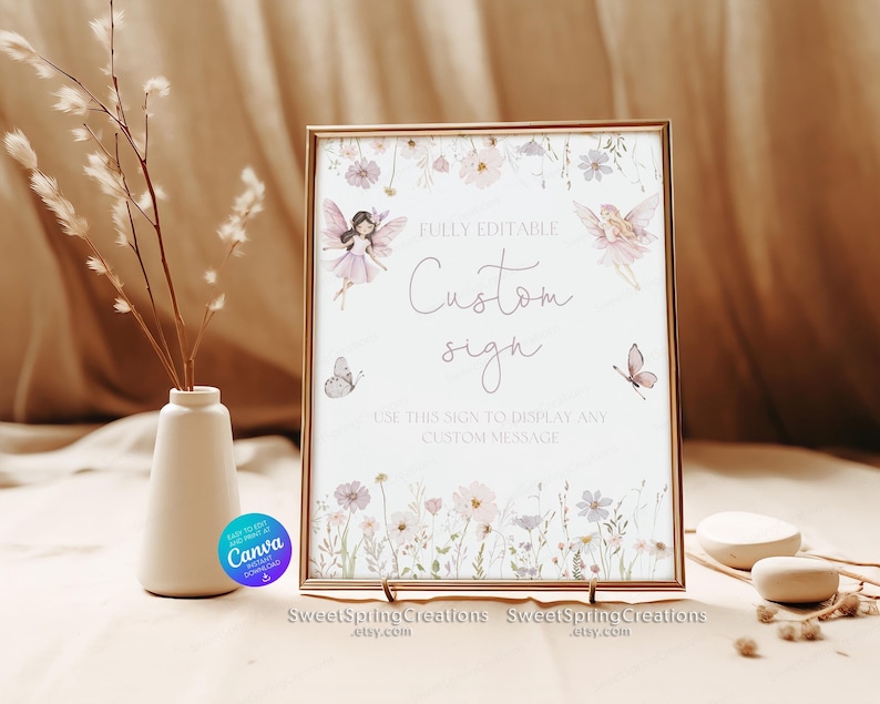 Fairy First Birthday Custom Sign: Enchanted Garden (Digital Download) image 1