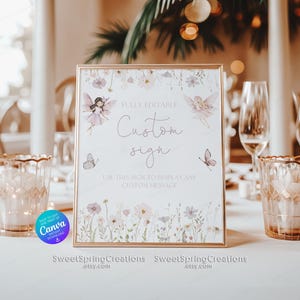Fairy First Birthday Custom Sign: Enchanted Garden (Digital Download) image 3