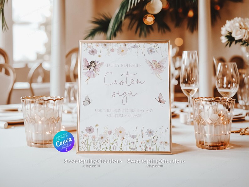 Fairy First Birthday Custom Sign: Enchanted Garden (Digital Download) image 3