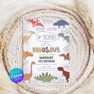 Bewerkbare sjabloon voor verjaardagsuitnodiging dinosaurus 4e verjaardagsfeestje dinosaurus SSC_00247 afbeelding 5