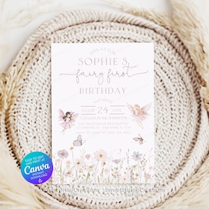Bearbeitbare Boho Fee Erste Geburtstagseinladung Vorlage: Verzauberte Gartenparty Einladen SSC_00072 Bild 5