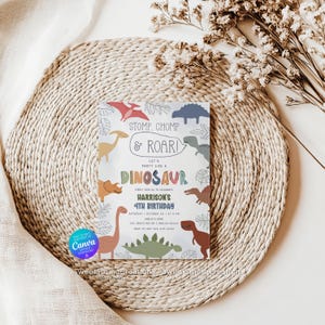 Bewerkbare sjabloon voor verjaardagsuitnodiging dinosaurus 4e verjaardagsfeestje dinosaurus SSC_00247 afbeelding 8