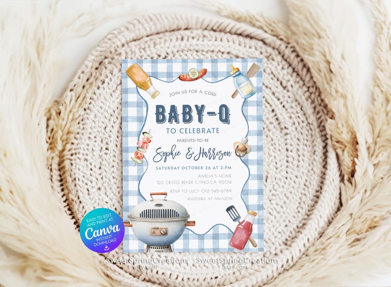 Editable Baby-Q Baby Shower Invitation Template Backyard Couples Baby Sprinkle, BBQ Party SSC_00207 image 5