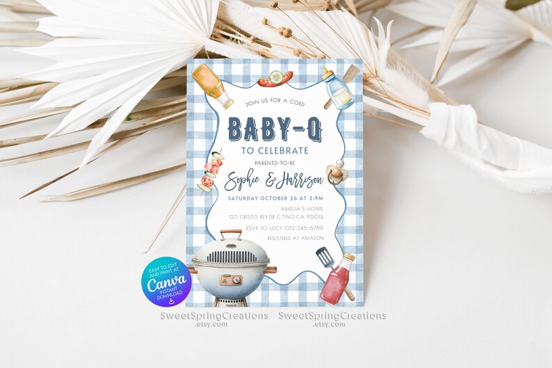 Editable Baby-Q Baby Shower Invitation Template Backyard Couples Baby Sprinkle, BBQ Party SSC_00207 image 9