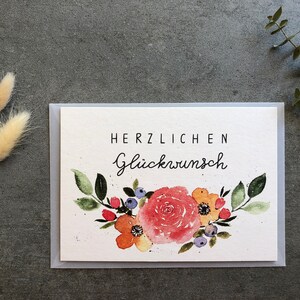 congratulations card Card Congratulations birthday card wedding card A6 hand-painted with floral watercolor motif image 6