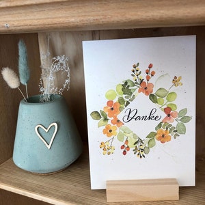 Grußkarte / Dankeskarte / Muttertag / mit floralem Motiv und kalligrafischem Schriftzug "Danke" A6