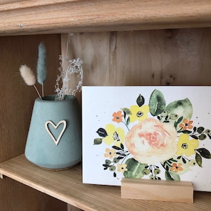 Grußkarte "gelbe Rosenfreude"; Karte handgemalt mit floralem Watercolormotiv; Rosenkarte; Karte A6; einfach-so-Karte; Karte Dekoration