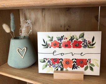 Carte de vœux « Amour » ; faire-part de mariage; faire-part de mariage; carte juste comme ça; carte d'amour; peint à la main avec motif aquarelle floral, A6