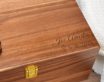 Engraved Wood Prayer Box,Personalized Baptism, First Communion, Christening Gift, Religious Gift for Godchild, Grandchild, Godparents