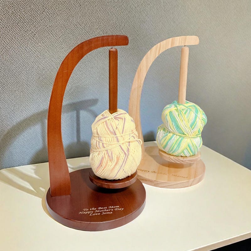 Custom Magnetic Yarn Ball Holder, Wooden Yarn Feeder for Knitting & Crochet, Rotating Yarn Stand, Gift for Knitters Crocheters, Yarn Winders