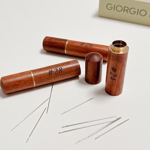 Estuche de madera personalizado para agujas: grabado de nombre personalizado, caja de almacenamiento para agujas de coser, regalo para costureras