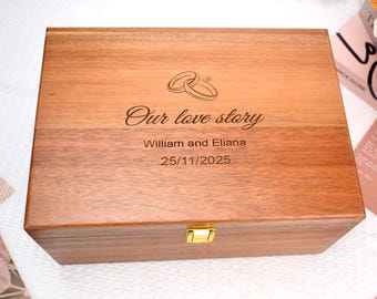 Personalized Gift for Couple, Anniversary Memory Box, Wedding Memory Box, Wooden Keepsake Box Personalized, Engagement Gift for Couples