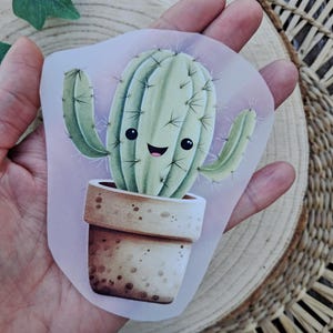 Bügelbild fröhlicher Kaktus grün braun DIY zum selbst aufbügeln 10cm hoch