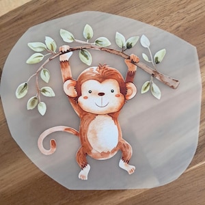 Bügelbild Äffchen am Ast – Aquarellstil, ca. 10 cm – Aufbügelmotiv für Kinderkleidung, DIY & Geschenke Eulinchen handmade