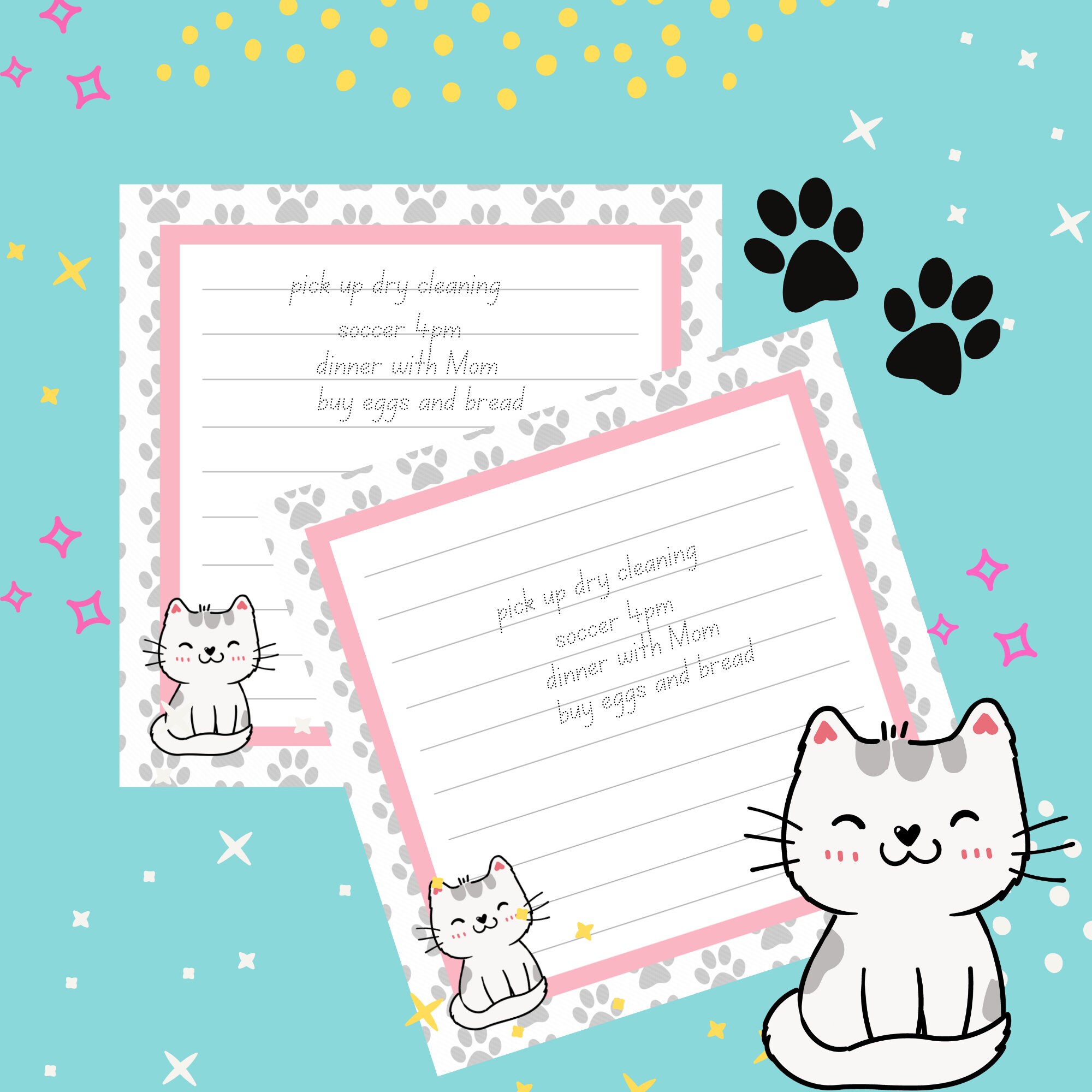 Cute Kitten | Digital Download | Printable Notes | Printable Memo Sheet ...